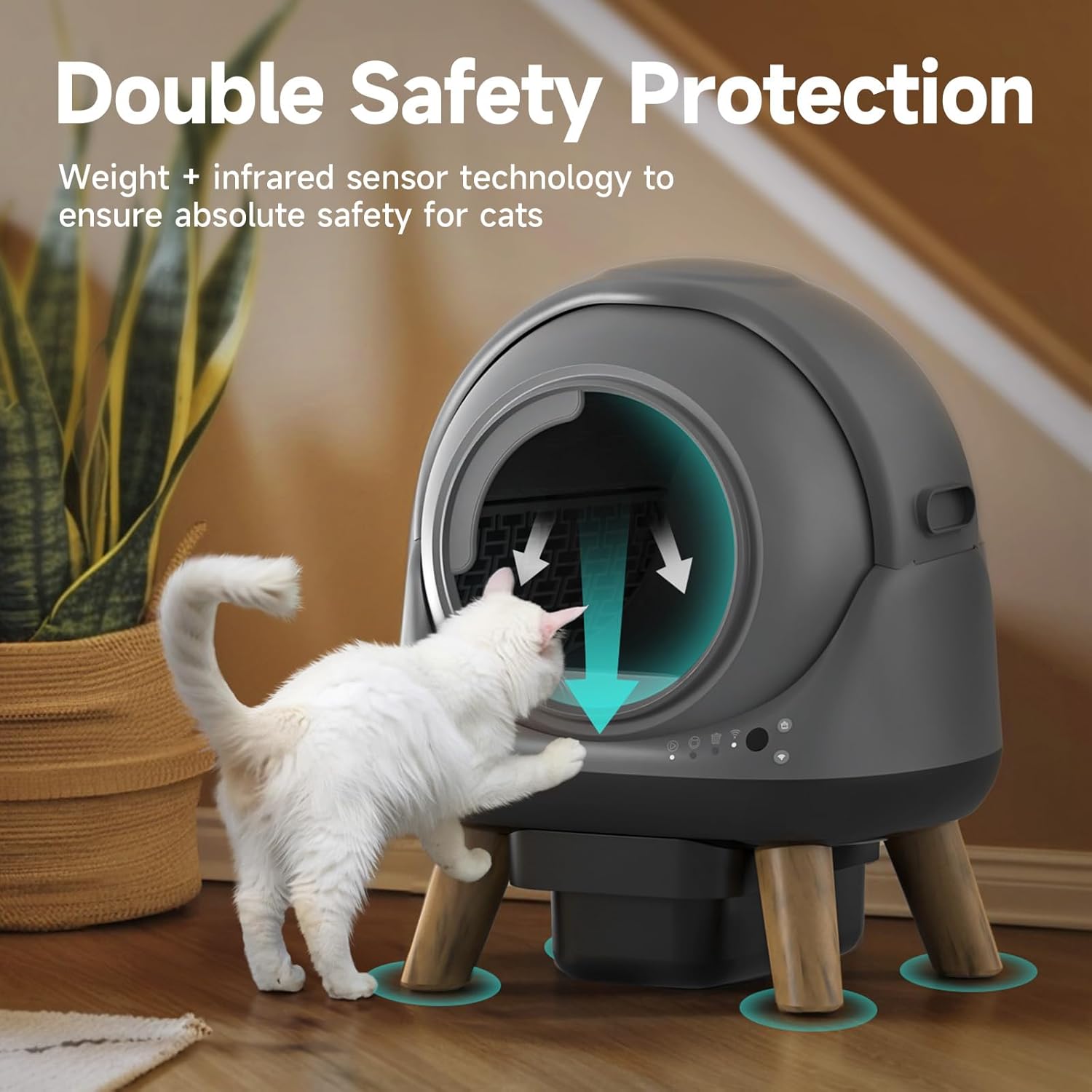 Self Cleaning Litter Box for Multiple Cats, G1 Automatic Cat Litter Box, Self-Cleaning Robot with Smart APP Control and Health Monitoring, Includes 2 Roll Trash Bag and Litter Mat, Grey